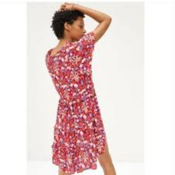 Anthropologie Robin Tiered Mini Dress Pink Ikat Flutter Sleeve Ruffle Size XS - Picture 7 of 14